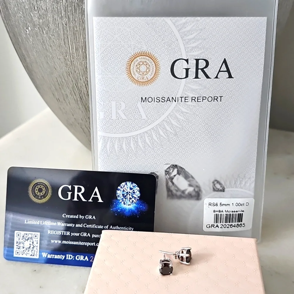 Moissanite Black Earrings - Picture 5 of 5